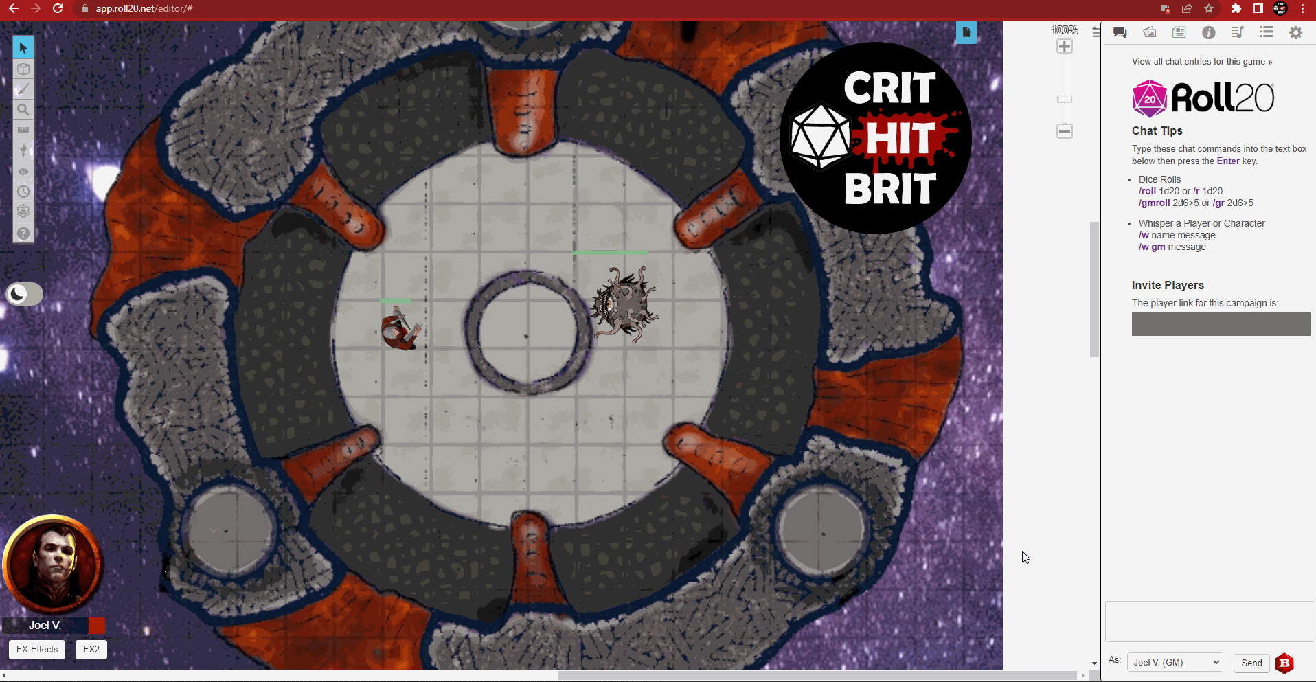 An animation of a magical battle between a Beholder and a Wizard on Roll20